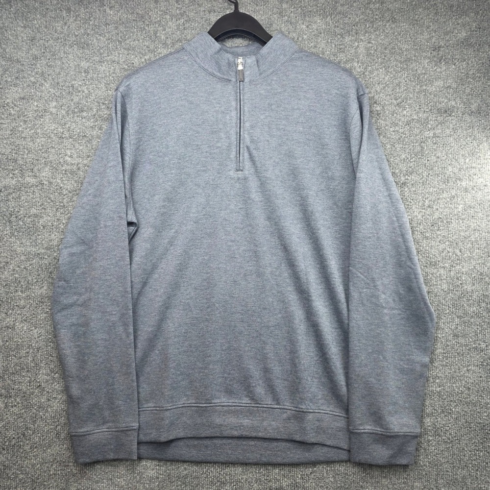 Mizzen+Main Mens Large Quarter Zip Pullover Heather Blue Gray Performance‎
